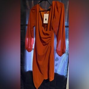 Zara Asymmetrical Rust Dress